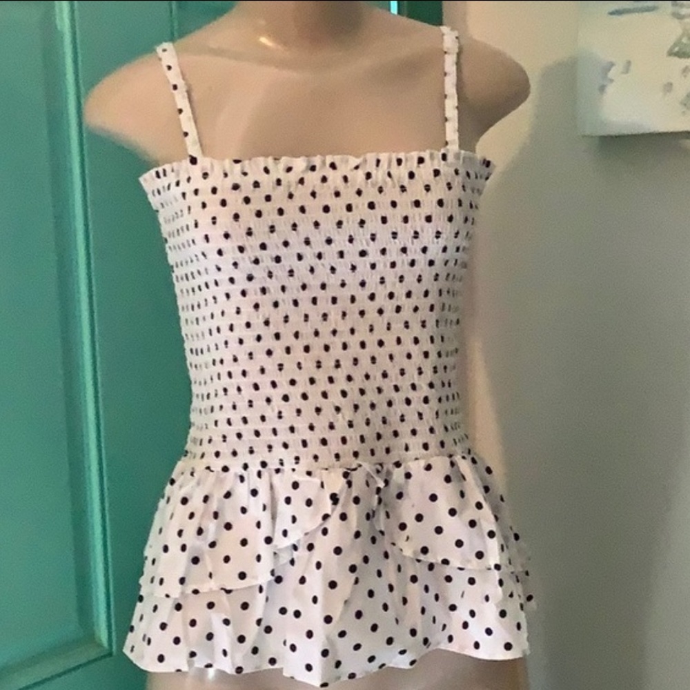 Isa & Ella Women's Smocked Polka Dot Top Small